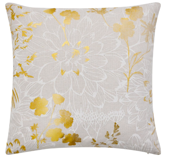 White Gold Flower Cushion